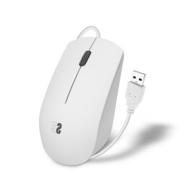 SUBBLIM Raton Business Silencioso con cable USB 1200 DPI Blanco