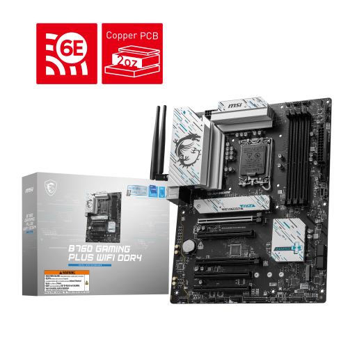 18749-PLACA MSI B760 GAMING PLUS WIFI DDR4,INTEL,1700,B760,4DDR4,192GB,HDMI+DP,4SATA+2M.2,6USB 3.2,2.5GB+WIFI6E+BT5.3,AT