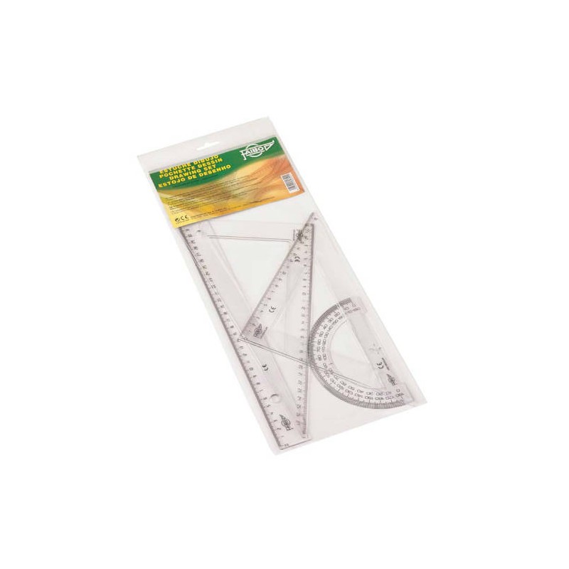 1878-ESTUCHE CON REGLA / ESCUADRA / CARTABON Y SEMICIRCULO 25 CM. PLASTICO FAIBO 804 1878-ESTUCHE CON REGLA / ESCUADRA / CARTABON Y SEMICIRCULO 25 CM. PLASTICO FAIBO 804