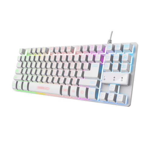 18987-Trust GXT 833W Thado teclado Juego USB QWERTY Espanol Blanco