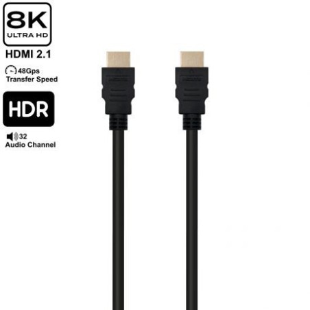 19008-EWENT ULTRA HIGH SPEED HDMI 2.1 CABLE WITH ETHERNET, BLACK, M/M 8,0M, 8K@60HZ, HDR