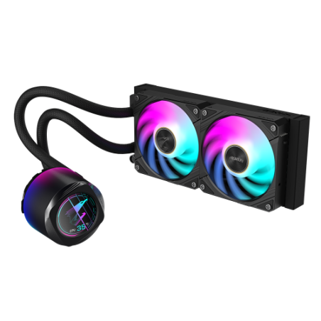 19026-GIGABYTE Refrigeracion liquida AIO AORUS WATERFORCE X II 240 para CPU - 2 ventiladores ARGB de 120 mm, pantalla LC