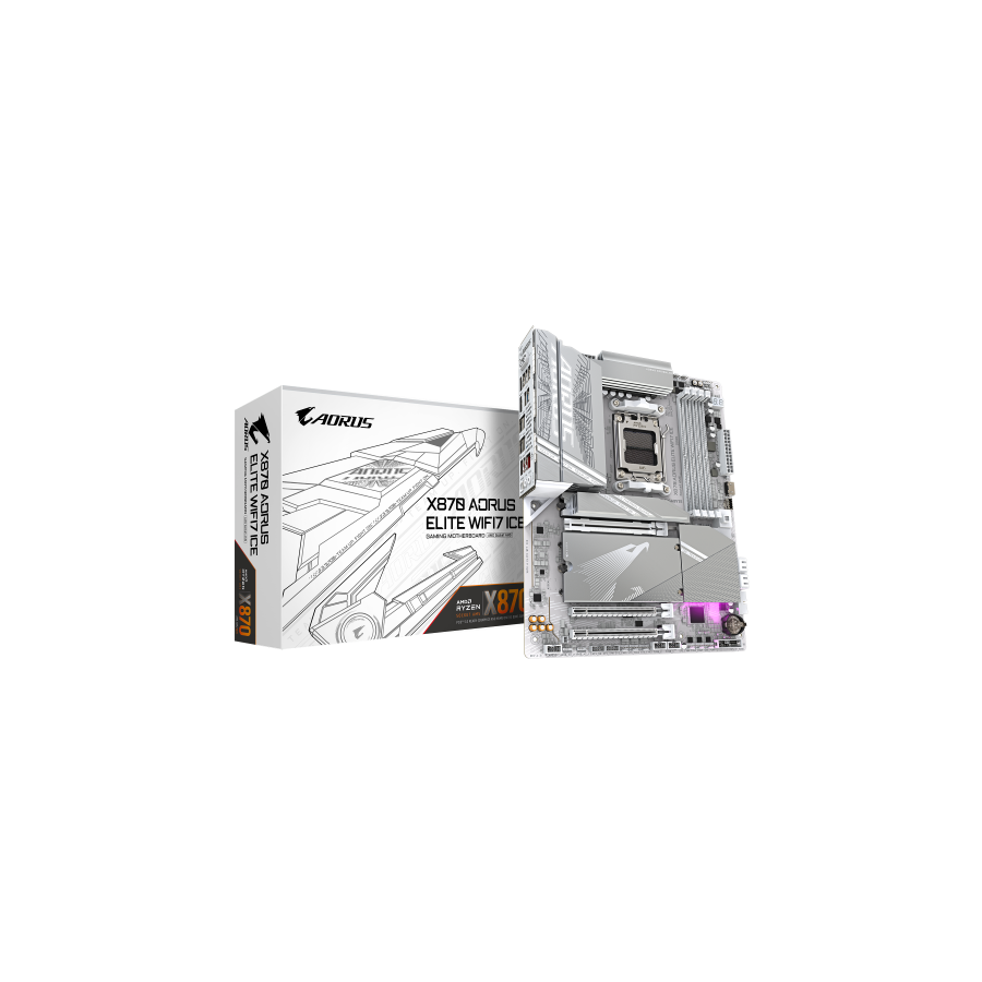 19245-GIGABYTE Placa base X870 A ELITE WF7 ICE - Compatible con CPUs AMD Ryzen 9000, VRM digital de 16+2+2 fases, hasta 19245-GIGABYTE Placa base X870 A ELITE WF7 ICE - Compatible con CPUs AMD Ryzen 9000, VRM digital de 16+2+2 fases, hasta