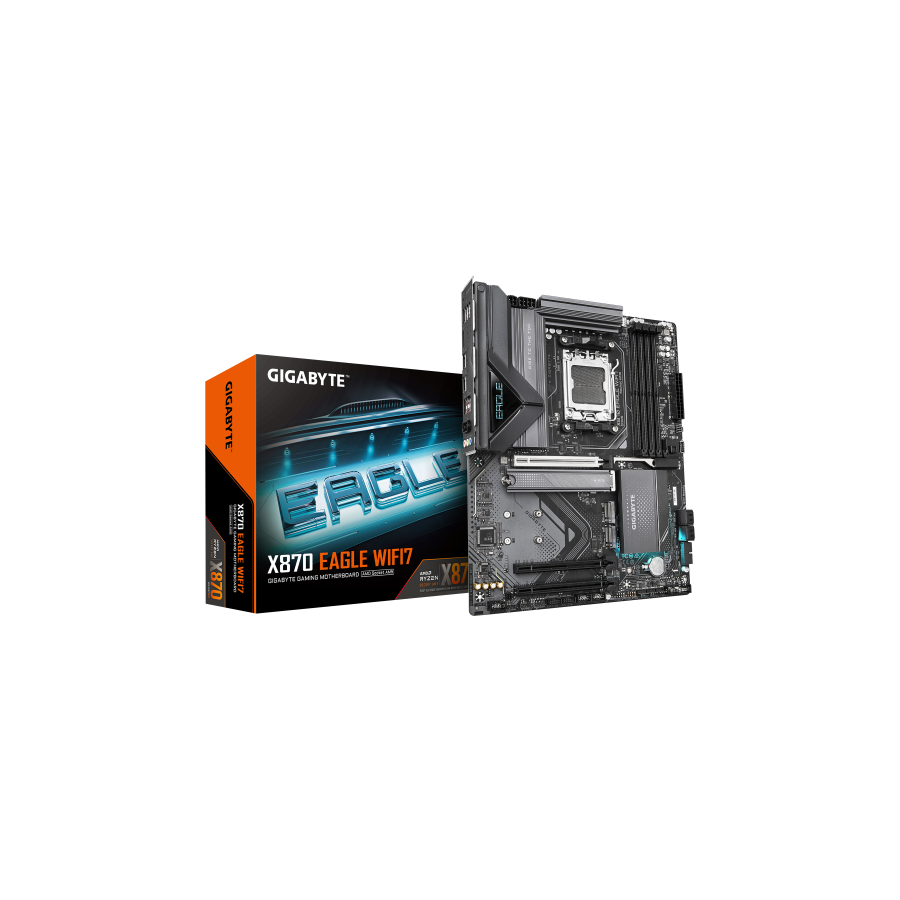 19247-GIGABYTE Placa Base X870 EAGLE WIFI7 - Compatible con CPUs AMD Ryzen 9000, VRM de 14+2+2 fases, hasta 8000MHz DDR5 19247-GIGABYTE Placa Base X870 EAGLE WIFI7 - Compatible con CPUs AMD Ryzen 9000, VRM de 14+2+2 fases, hasta 8000MHz DDR5