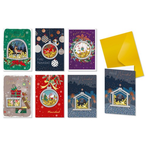 19371-TARJETA FELICITACION NAVIDAD CONFETTI C/ SOBRE BISMARK 332860