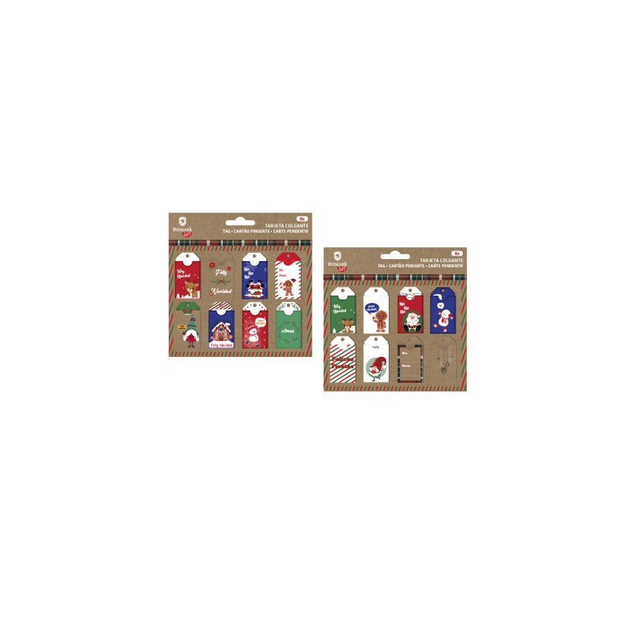 19375-SET 8 TARJETAS COLGANTES NAVIDAD BISMARK 332872