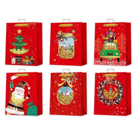 19377-BOLSA NAVIDAD ROJA C/ CONFETTI BISMARK 332865