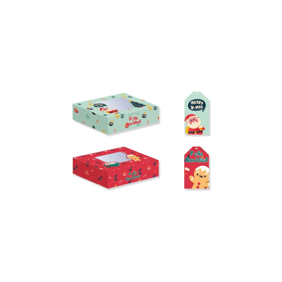 19383-CAJA PLEGABLE DECORADA CON VENTANA NAVIDAD BISMARK 330874