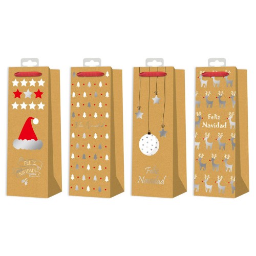 19385-BOLSA BOTELLAS NAVIDAD KRAFT BISMARK 332863