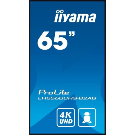 19506-MONITOR IIYAMA 65" 3840X2160, UHD, 500CD/M2, LANDSCAPE PORTRAIT, MM 2X 10W, 3X HDMI, USB 2.0 X2, WIFI, LAN, MEDIA