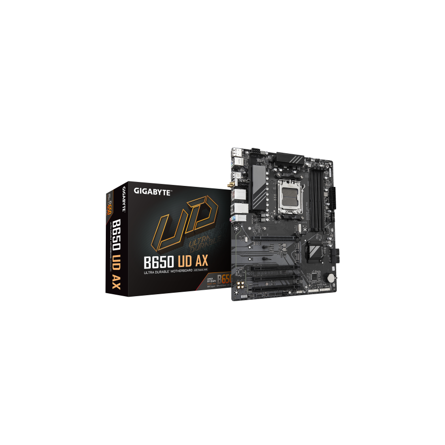 19624-GIGABYTE B650 UD AX Placa Base - Compatible con CPUs AMD Ryzen Serie 9000, VRM de 6+2+2 fases, hasta 7600MHz DDR5 19624-GIGABYTE B650 UD AX Placa Base - Compatible con CPUs AMD Ryzen Serie 9000, VRM de 6+2+2 fases, hasta 7600MHz DDR5