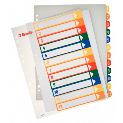 INDICES DE PROYECTOS POLIPROPILENO 1 12 POSICIONES IMPRIMIBLES FORMATO A4 MAXI ESSELTE 100214