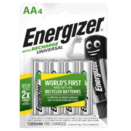 1968-BLISTER 4 PILAS RECARGABLES UNIVERSAL POTENCIA 1300 MAH TIPO HR6 ENERGIZER E301376000