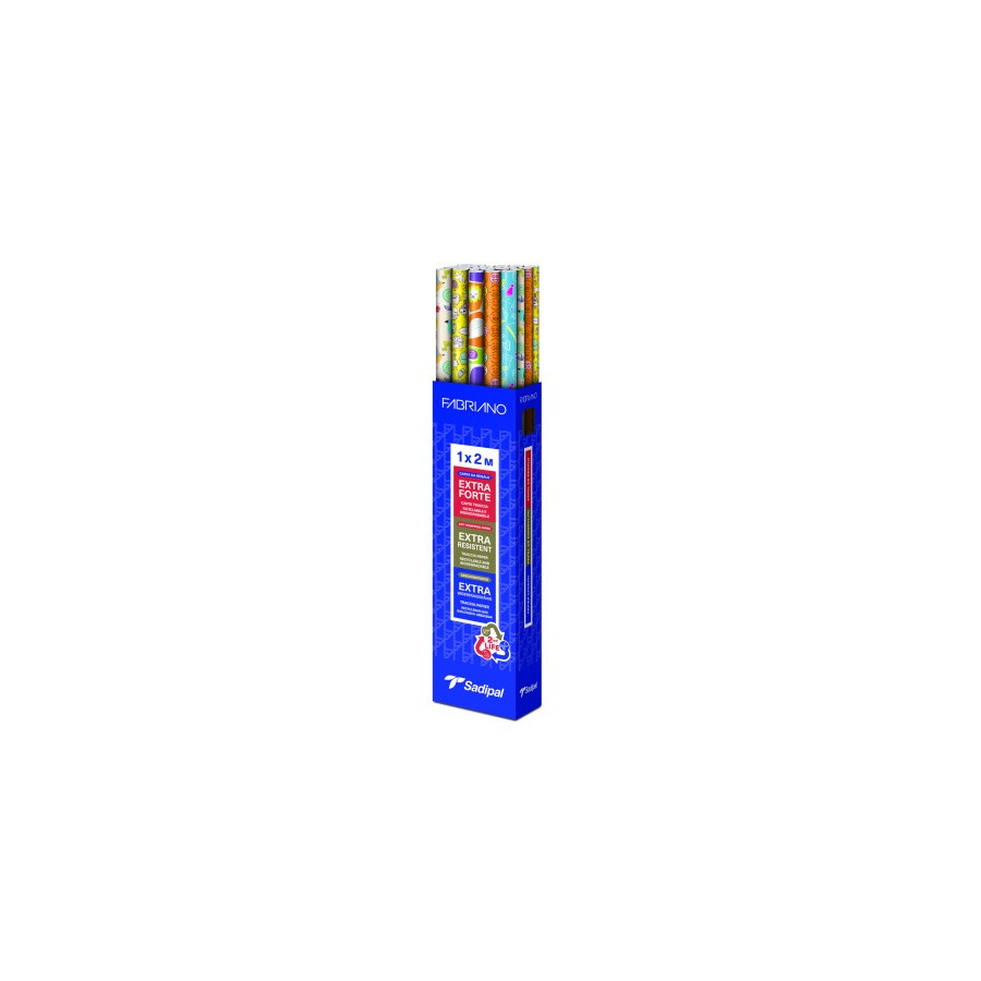 19720-EXPOSITOR 30 ROLLOS PAPEL DE REGALO EVERYDAY " HAPPY MOMENTS" KIDS 1X2 M 5 DISENOS FABRIANO S0310017