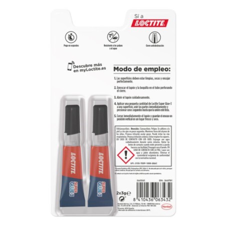19906-LOCTITE SUPERGLUE-3 ORIGINAL DUO 2X3 BL 3GR+3GR LOCTITE 2640781