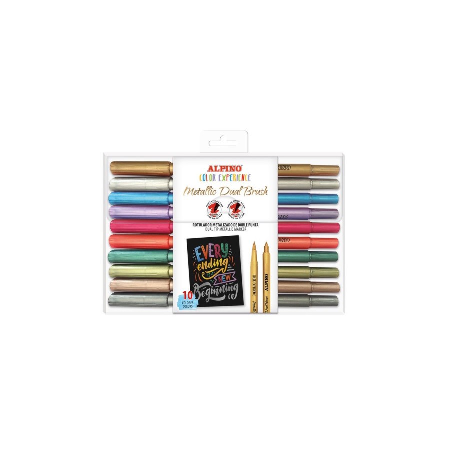 19914-ESTUCHE 10 ROTULADORES METALLIC DUAL BRUSH LETTERING ALPINO AR001091