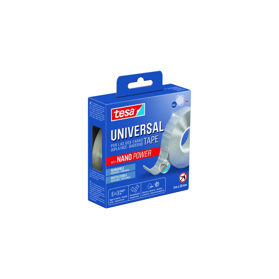 20028-CINTA ADHESIVA DOBLE CARA NANO UNIVERSAL POWER 5KG 3 METROS x 30 MM TESA 55810-00002-00 20028-CINTA ADHESIVA DOBLE CARA NANO UNIVERSAL POWER 5KG 3 METROS x 30 MM TESA 55810-00002-00