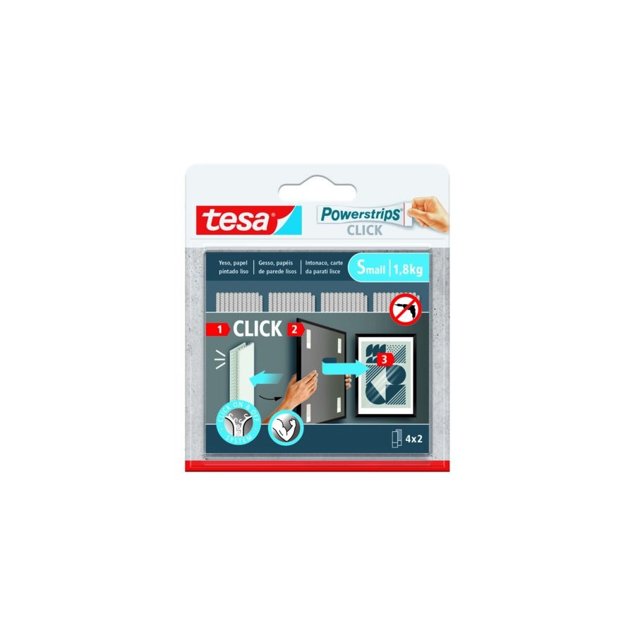 20029-BLISTER TIRAS ADHESIVAS CUELGA OBJETOS POWERSTRIPS CLIK 1,8KG 4 PARES 60X20MM "S" TESA 77720-00001-00 20029-BLISTER TIRAS ADHESIVAS CUELGA OBJETOS POWERSTRIPS CLIK 1,8KG 4 PARES 60X20MM "S" TESA 77720-00001-00