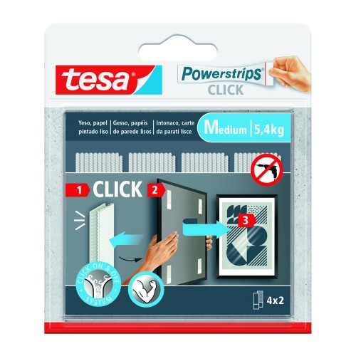 20030-BLISTER TIRAS ADHESIVAS CUELGA OBJETOS POWERSTRIPS CLIK 5,4KG 4 PARES 80x20MM "M" TESA 77721-00001-00