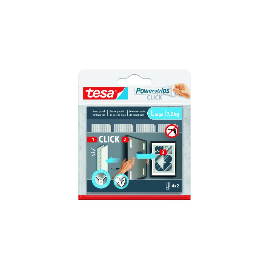 20031-BLISTER TIRAS ADHESIVAS CUELGA OBJETOS POWERSTRIPS CLIK 7,2KG 4 PARES 85X20MM "L" TESA 77722-00001-00 20031-BLISTER TIRAS ADHESIVAS CUELGA OBJETOS POWERSTRIPS CLIK 7,2KG 4 PARES 85X20MM "L" TESA 77722-00001-00