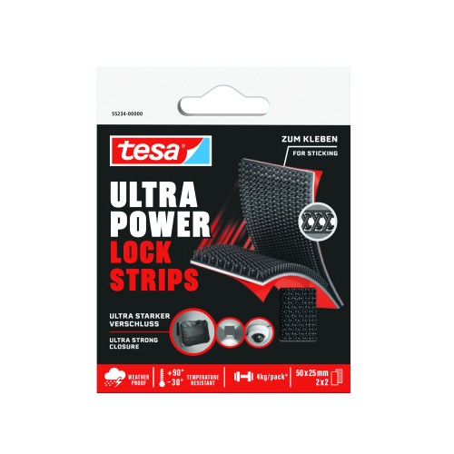 20032-CAJA TIRAS ADHESIVAS CIERRE SETA ULTRA POWER LOCK 4KG 2 PARES 50X25MM TESA 55234-00000-00