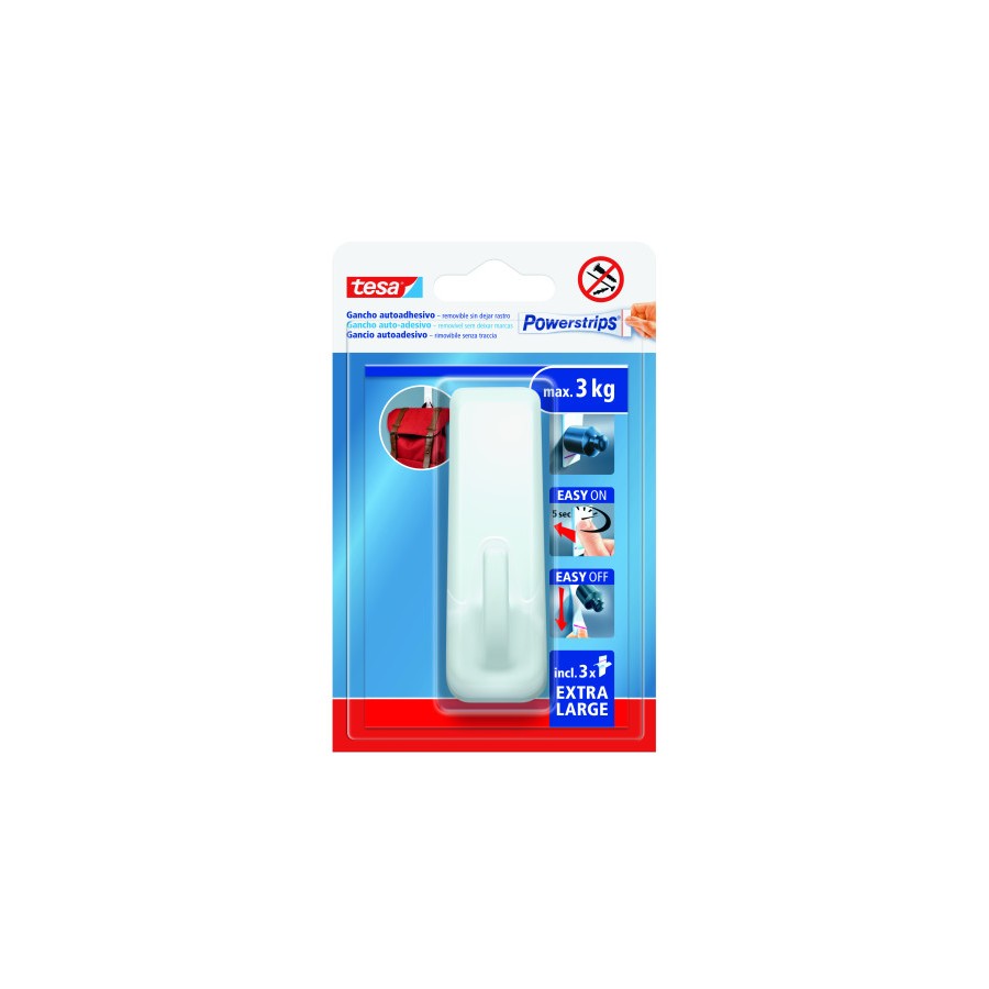 20033-BLISTER GANCHO ADHESIVO XL RECTANGULAR POWERSTRIPS 3KG BLANCO TESA 59029-00001-00 20033-BLISTER GANCHO ADHESIVO XL RECTANGULAR POWERSTRIPS 3KG BLANCO TESA 59029-00001-00