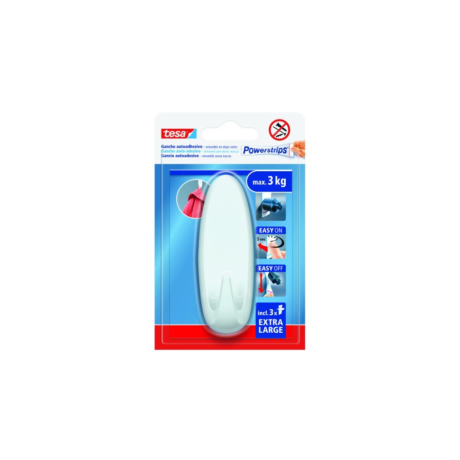 20034-BLISTER GANCHO ADHESIVO XL OVALADO POWERSTRIPS 3KG BLANCO TESA 59025-00001-01 20034-BLISTER GANCHO ADHESIVO XL OVALADO POWERSTRIPS 3KG BLANCO TESA 59025-00001-01