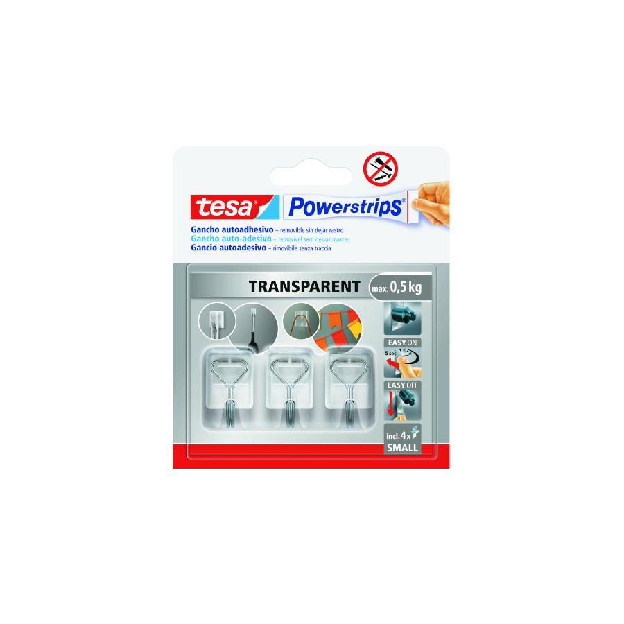 20036-BLISTER 3 GANCHOS ADHESIVOS ALAMBRE POWERSTRIPS 0,5KG TAMANO S TRANSPARENTE TESA 58620-00001-01 20036-BLISTER 3 GANCHOS ADHESIVOS ALAMBRE POWERSTRIPS 0,5KG TAMANO S TRANSPARENTE TESA 58620-00001-01