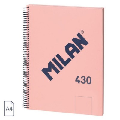 CUADERNO A4 CON ESPIRAL Y TAPA DURA 80 HOJAS BLANCAS DE 95 GR M COLECCIoN 430 SINCE 1918 ROSA MILAN 57141E80P