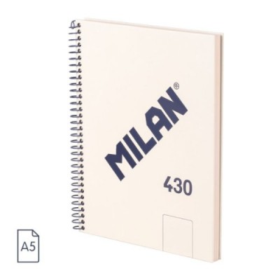 CUADERNO A5 CON ESPIRAL Y TAPA DURA 80 HOJAS BLANCAS DE 95 GR M COLECCIoN 430 SINCE 1918 BEIGE MILAN 57151E80BG