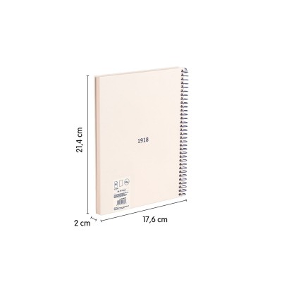 CUADERNO A5 CON ESPIRAL Y TAPA DURA 80 HOJAS BLANCAS DE 95 GR M COLECCIoN 430 SINCE 1918 BEIGE MILAN 57151E80BG