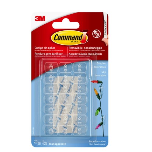 20277-BLISTER 20 GANCHOS ADHESIVOS DECORATIVOS TRANSPARENTES COMMAND 17026CLR 3M 7100309363