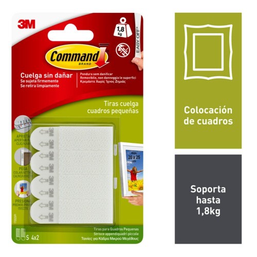 20280-BLISTER TIRAS ADHESIVAS PEQUENAS PARA CUADROS HASTA 1,8KG COMMAND 17202 3M 7100127222