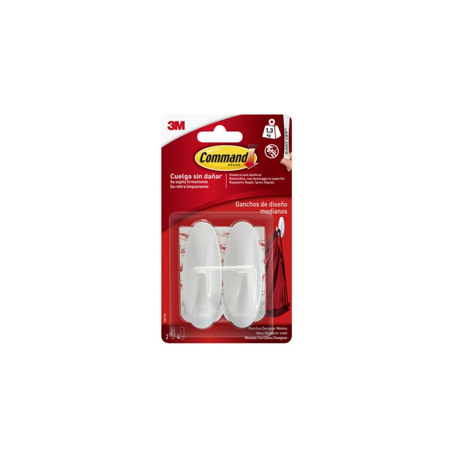 20284-BLISTER 2 GANCHOS ADHESIVOS BLANCO MEDIANOS HASTA 1,3KG COMMAND 17081 3M 7100149663 20284-BLISTER 2 GANCHOS ADHESIVOS BLANCO MEDIANOS HASTA 1,3KG COMMAND 17081 3M 7100149663