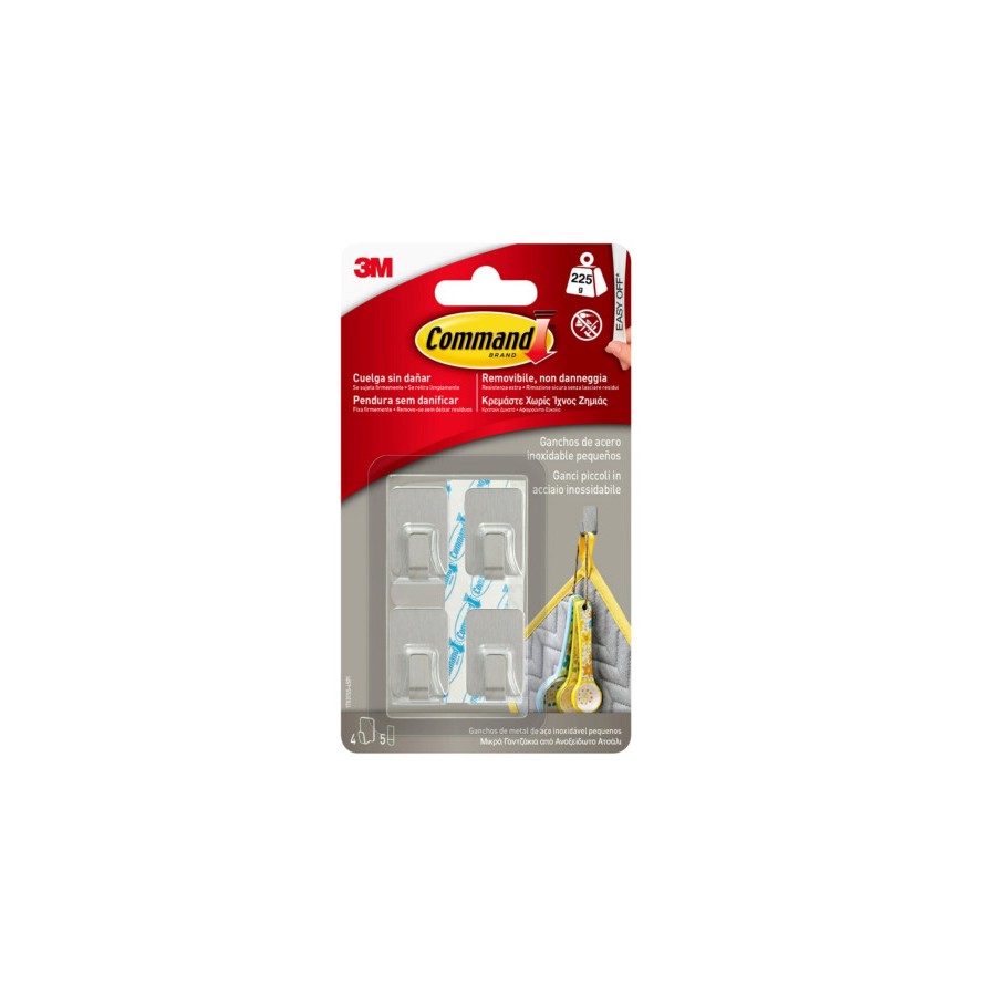 20286-BLISTER 4 GANCHOS ADHESIVOS ACERO INOXIDABLE PEQUENOS HASTA 225G COMMAND 17031SS 3M 7100191643 20286-BLISTER 4 GANCHOS ADHESIVOS ACERO INOXIDABLE PEQUENOS HASTA 225G COMMAND 17031SS 3M 7100191643