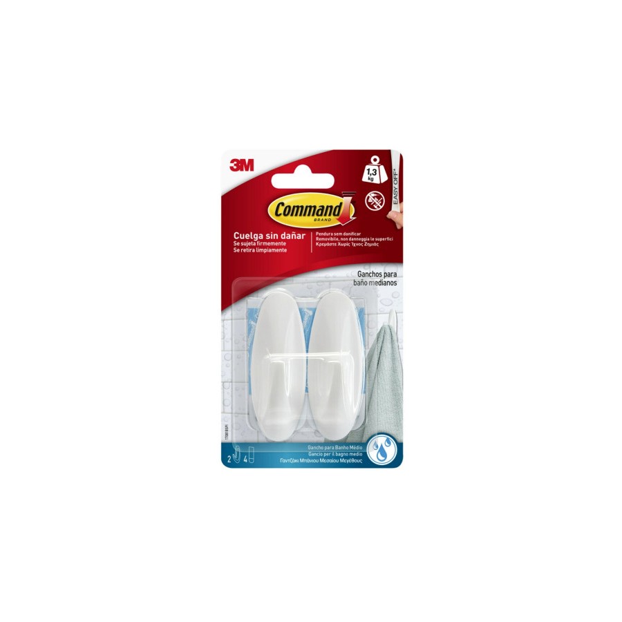 20288-BLISTER 2 GANCHOS ADHESIVOS MEDIANOS HASTA 1,3KG BLANCO PARA BANO COMMAND 17081B 3M 7100121117 20288-BLISTER 2 GANCHOS ADHESIVOS MEDIANOS HASTA 1,3KG BLANCO PARA BANO COMMAND 17081B 3M 7100121117
