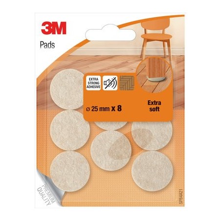 20301-BLISTER 8 FIELTROS ADHESIVOS EXTRA SUAVES 25MM DIAMETRO BEIGE SP84A21 SCOTCH 7100309845