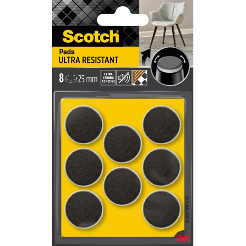 20303-BLISTER 8 FIELTROS ADHESIVOS ULTRA RESISTENTES 25MM DIAMETRO NEGRO SP87A35 SCOTCH 7100309753