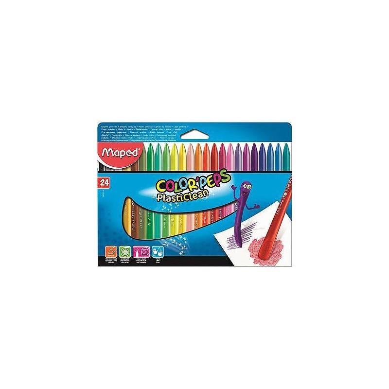 2038-CAJA DE 24 CERAS PLASTICLEAN COLOR´PEPS COLORES SURTIDOS MAPED 862013