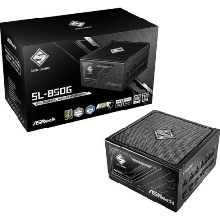 20664-FUENTE ALIMENTACION ASROCK SL-850G,PSU,850W,80 PLUS GOLD,135MM,MODULAR,PCI-E 5.1 (12+4pin)x1,PCI-E (6+2 pin)x3,SAT