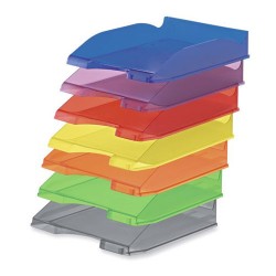 2067-BANDEJA APILABLE DE PLASTICO 350X250X65 MM. COLOR VERDE TRANSLUCIDO FAIBO 93TR-69