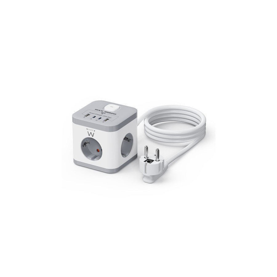 20705-Ewent EW3863 base multiple 1,5 m 3 salidas AC Interior Gris, Blanco 20705-Ewent EW3863 base multiple 1,5 m 3 salidas AC Interior Gris, Blanco