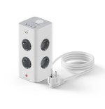 20706-Ewent EW3864 base multiple 2 m 8 salidas AC Interior Gris, Blanco