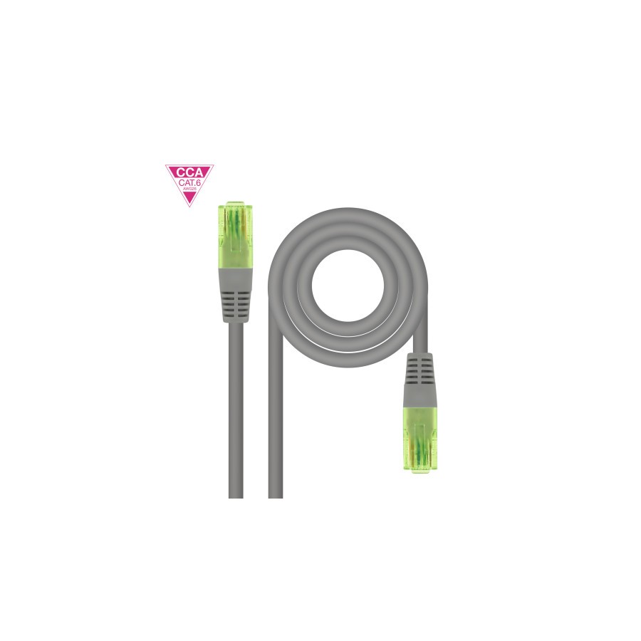 21143-Nanocable Cable de Red Latiguillo RJ45 CAT.6 UTP AWG26 CCA, Gris, 25 cm 21143-Nanocable Cable de Red Latiguillo RJ45 CAT.6 UTP AWG26 CCA, Gris, 25 cm