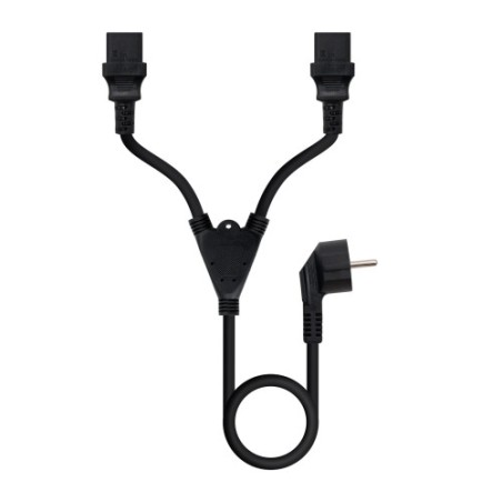21145-Nanocable Cable de Alimentacion CEE7/M a 2xC13/H, Negro, 3 m