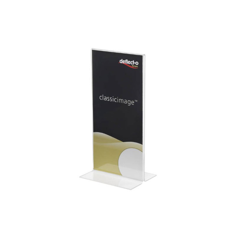 2116-EXPOSITOR DE SOBREMESA EN FORMA T A 2 CARAS POLIESTIRENO 1/3 A4 VERTICAL DEFLECTO 45101