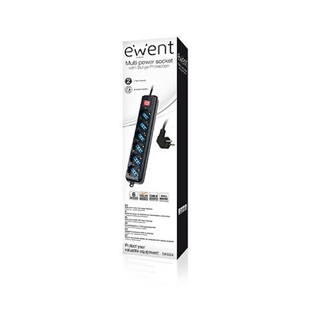 21260-Ewent EW3924 base multiple 1,5 m 6 salidas AC Negro
