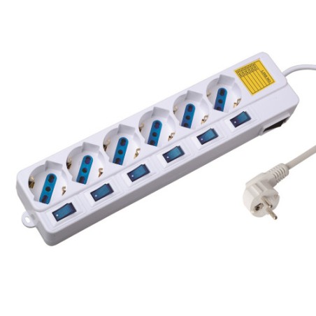21272-Ewent EW3932 limitador de tension Blanco 6 salidas AC 1,5 m