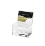 2148-CAJA PARA SUGERENCIAS O PROPINAS SIN LLAVE CON EXPOSITOR 16,5X11 CM TRANSPARENTE DEFLECTO 592901