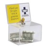 2149-CAJA PARA SUGERENCIAS O PROPINAS CON LLAVE CON EXPOSITOR 16,5X11 CM TRANSPARENTE DEFLECTO 596901